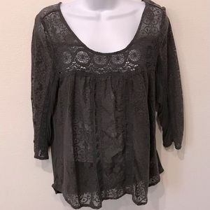 American Eagle Outfitters Gray Lace Blouse Size Medium